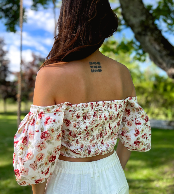 Linen Cropped Top - Mini Rosette - Image 4