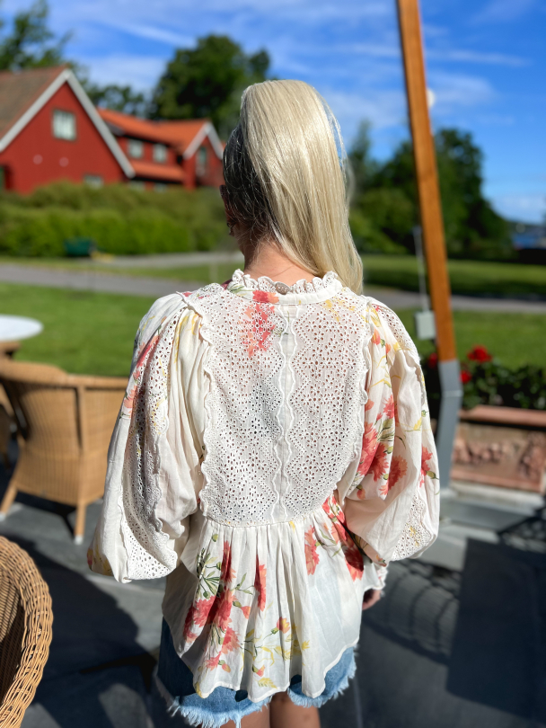 Cotton Slub Decorated Blouse - Straw - Image 4
