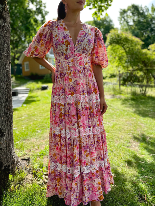 Cotton Slub Tiered Dress - Hydrangea - Image 1