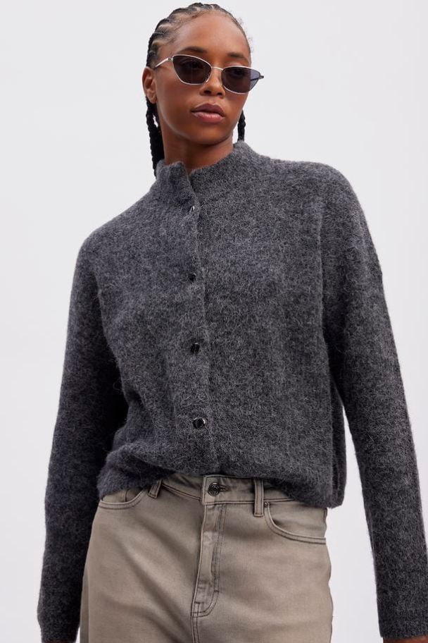 Alpha short cardigan - Charcoal melange - Image 4