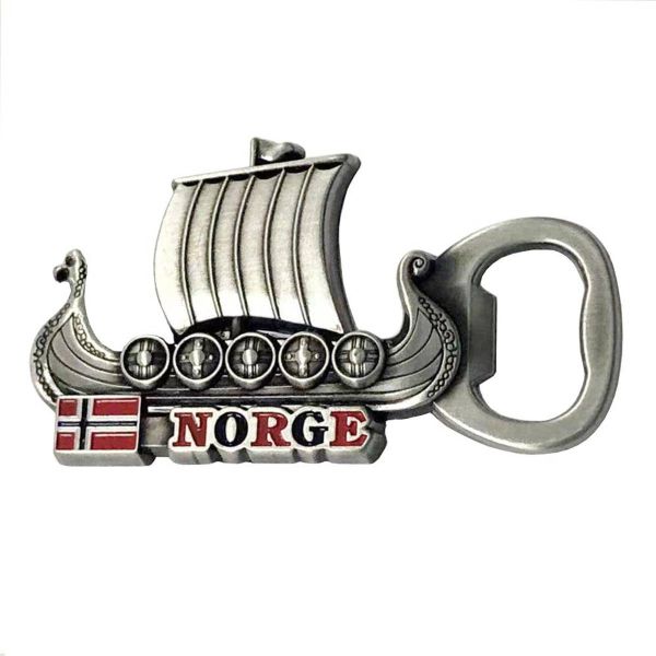  Magnet , vikingskip, flagg, Norge, flaskeåpner 