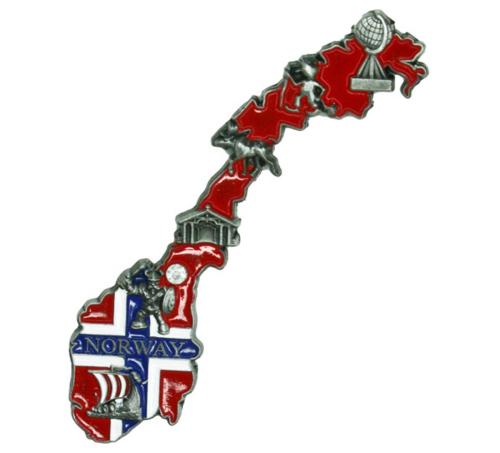  Magnet, norgeskart med Norway 