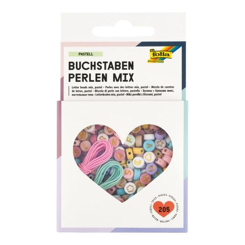 Folia Perlesett – Bokstavperlemix Pastell