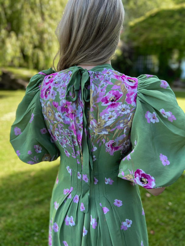 Crepe Tieback Gown - Green Field - Image 3
