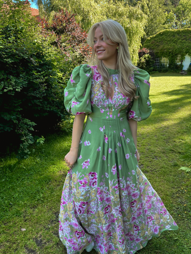 Crepe Tieback Gown - Green Field - Image 4