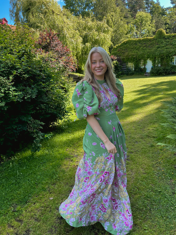 Crepe Tieback Gown - Green Field - Image 5