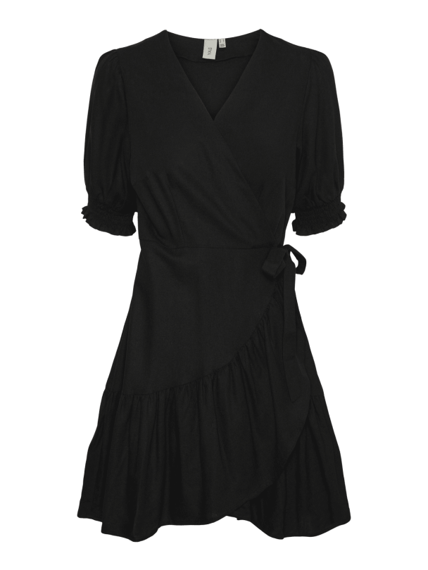 Flaxy Wrap Dress - Black - Image 2