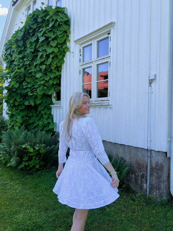 Broderie Anglaise Mini Dress - White - Image 3