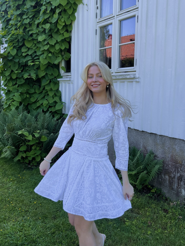 Broderie Anglaise Mini Dress - White - Image 4