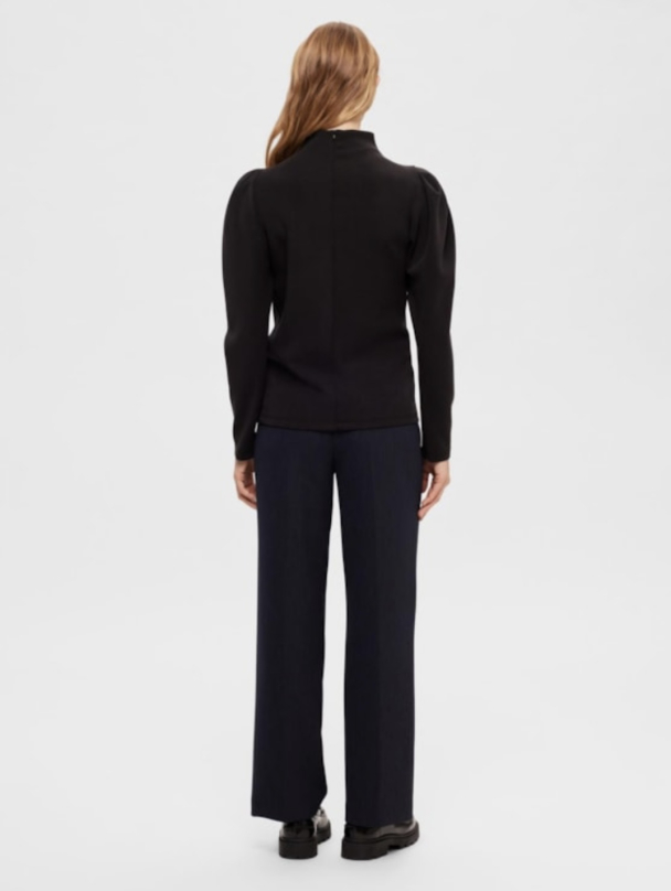 Fenja T-Neck Top - Black  - Image 2