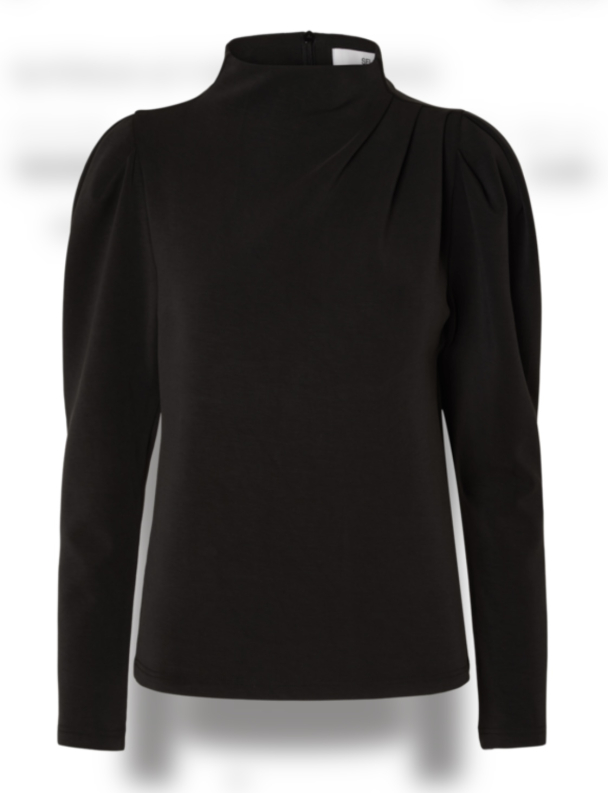 Fenja T-Neck Top - Black  - Image 3