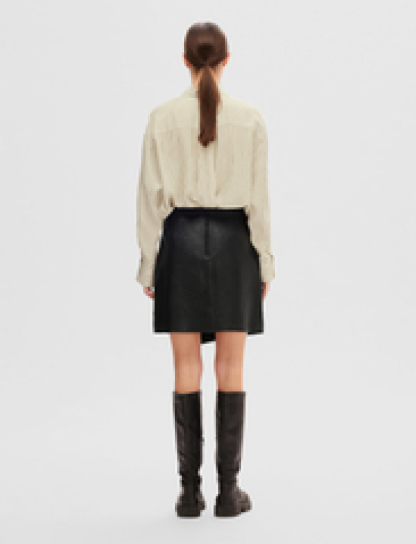 Carol Short Leather Skirt - Black  - Image 2