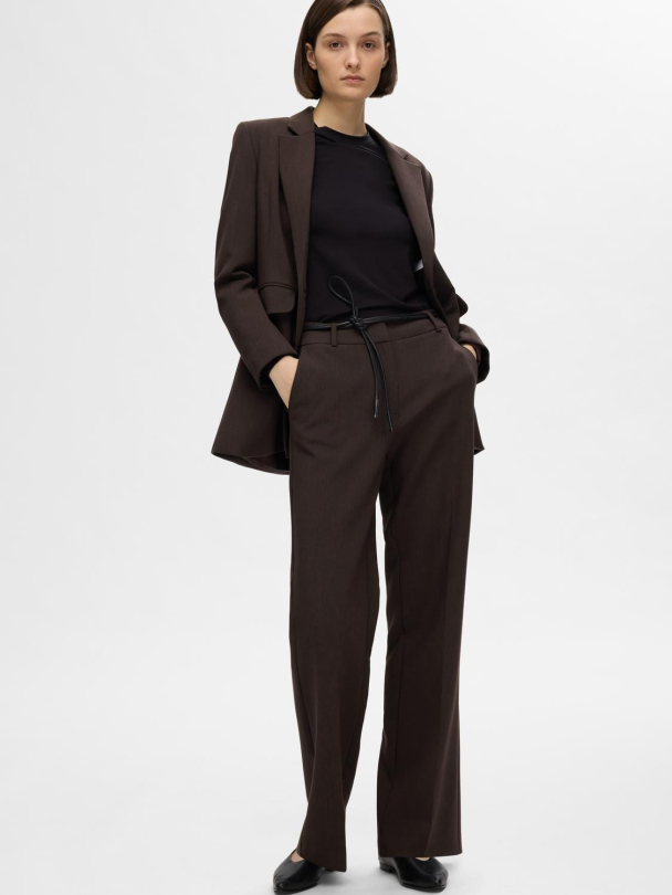 Rita Wide Pant - Coffee Bean/Melange - Image 2