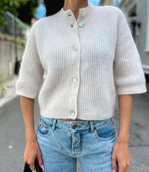 Andrea Knit Rib Cardigan - Pumice Spice 