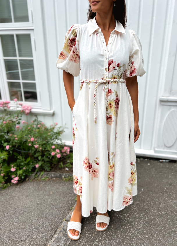 Linen Button Down Dress - Rosette - Image 1
