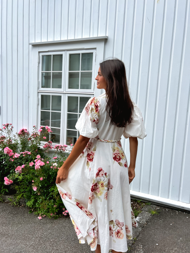 Linen Button Down Dress - Rosette - Image 6