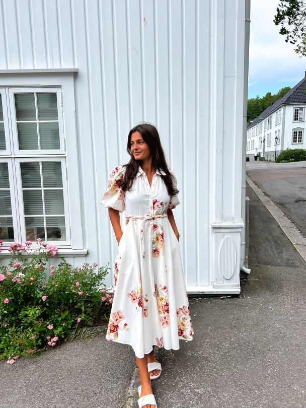 Linen Button Down Dress - Rosette - Image 7