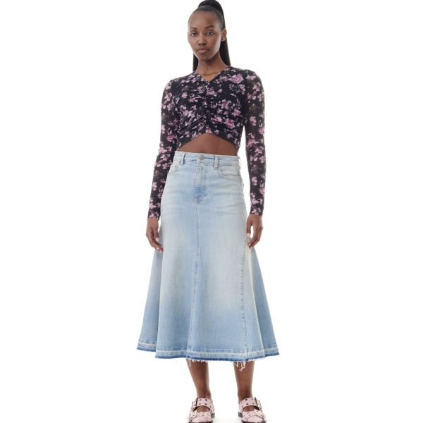 Tint Denim Midi Skirt