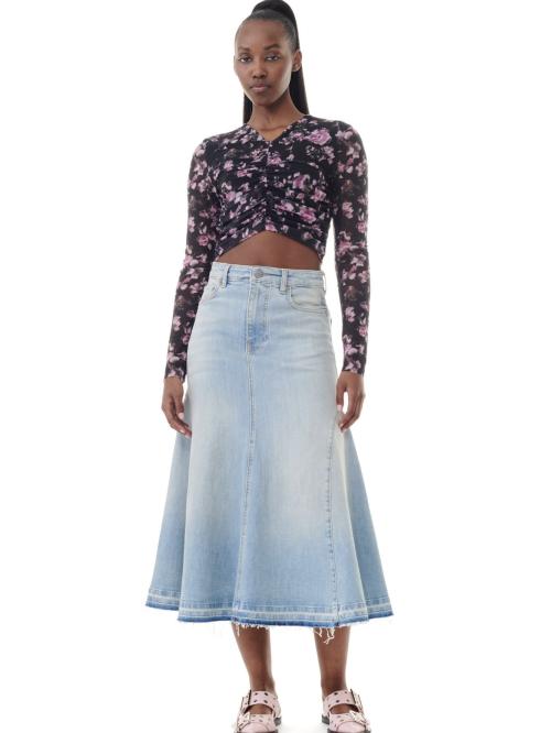 Tint Denim Midi Skirt