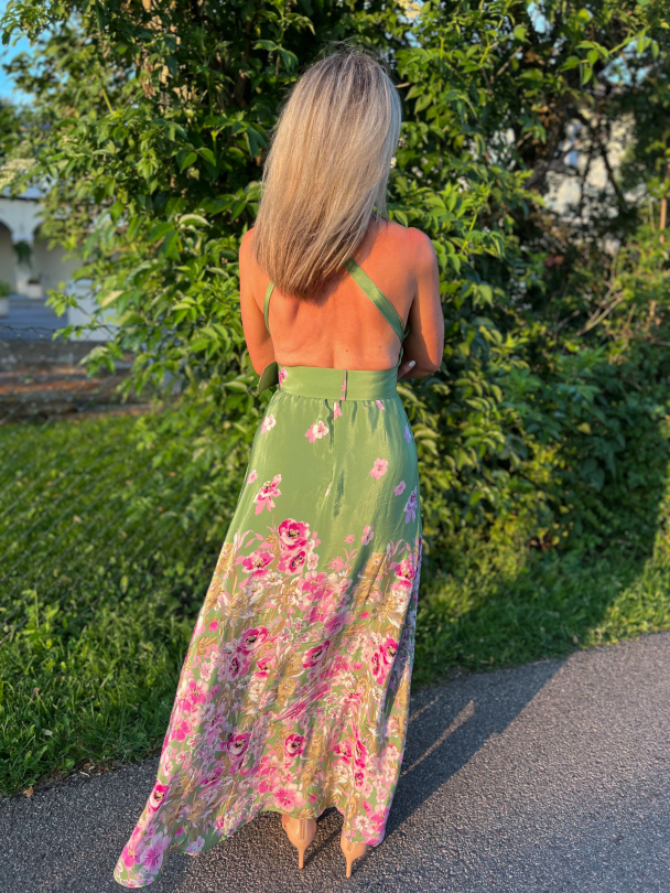 Crepe Halterneck Dress - Green Field - Image 3