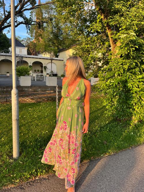Crepe Halterneck Dress - Green Field