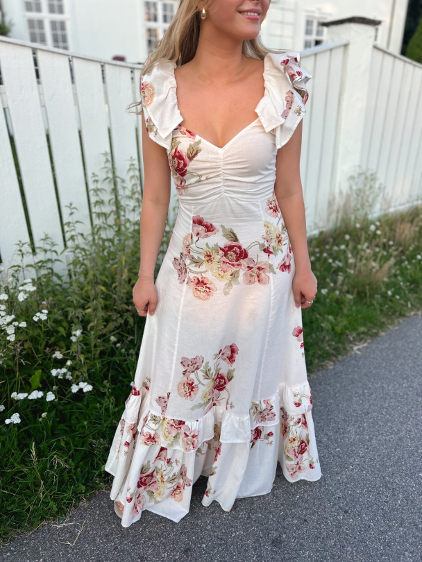 Linen Flounce Dress - Rosette - Image 1