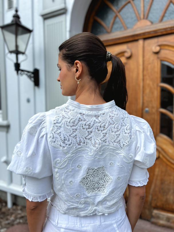 Linen Embroidery Jacket - White - Image 5
