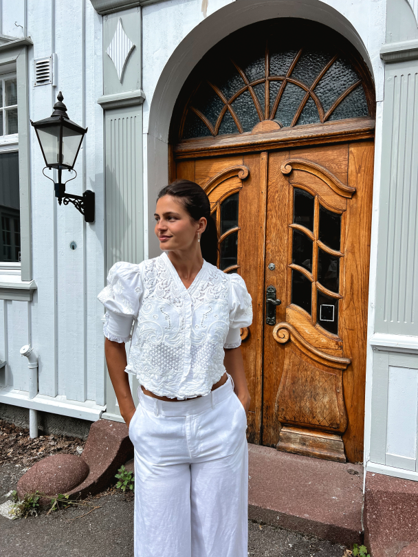 Linen Embroidery Jacket - White - Image 7