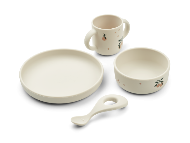 Vivi Spisesett Silikon - Peach/Sea Shell Mix