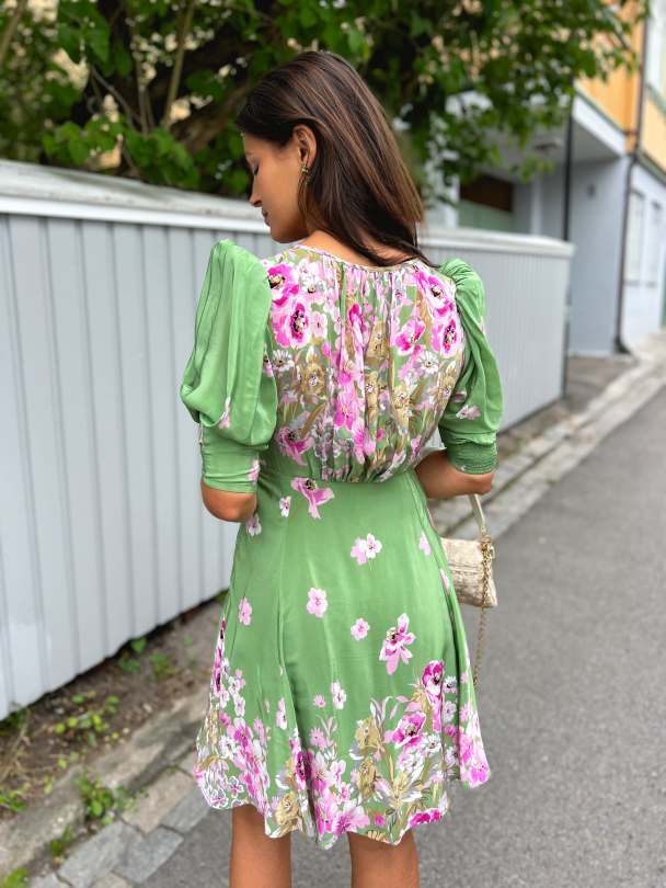 Crepe Mini Dress - Green Field - Image 3