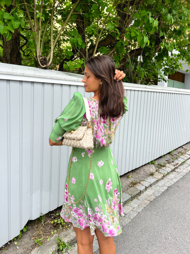 Crepe Mini Dress - Green Field - Image 4