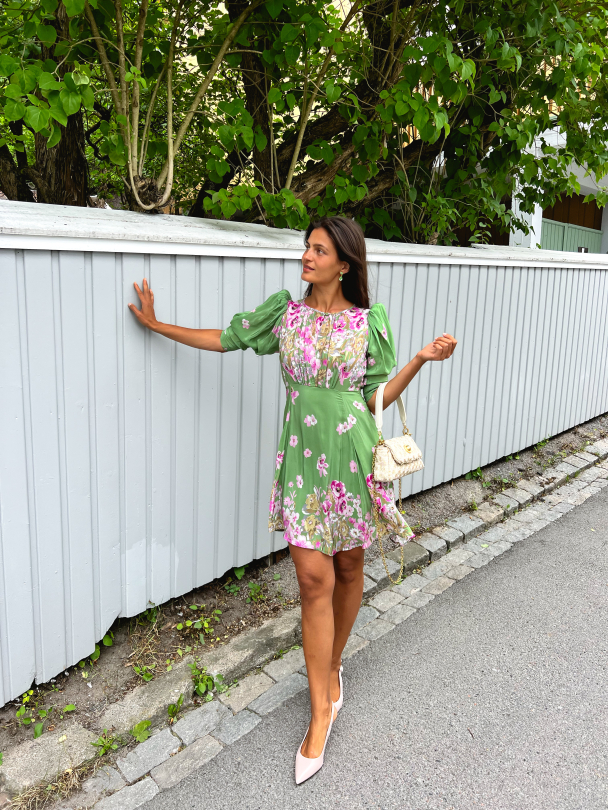 Crepe Mini Dress - Green Field - Image 5