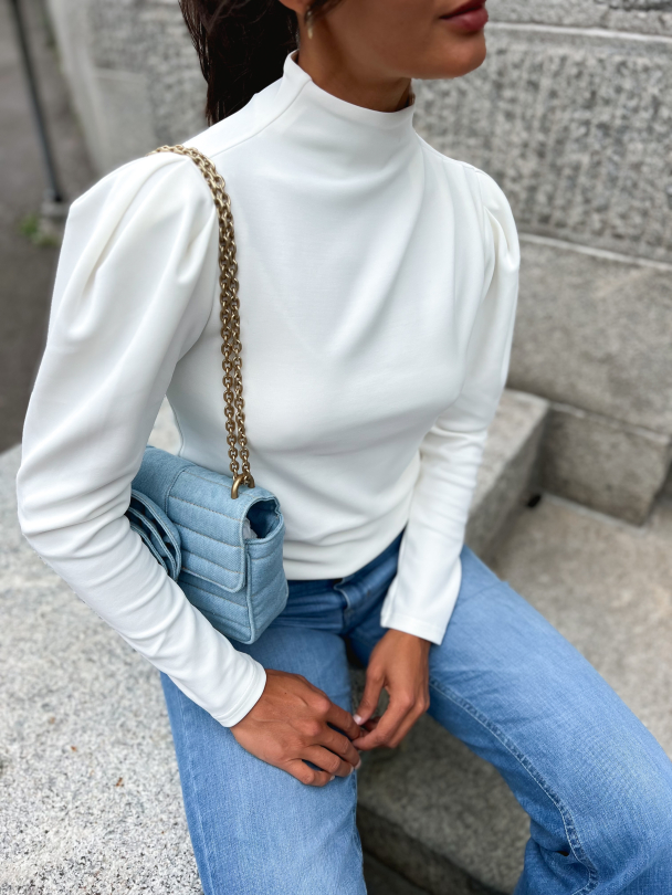 Fenja T-Neck Top - Snow White - Image 1