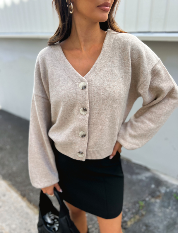 Manzi Wool Cardigan - String Melange - Image 1