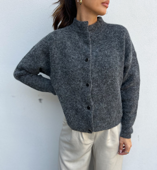 Alpha short cardigan - Charcoal melange - Image 6