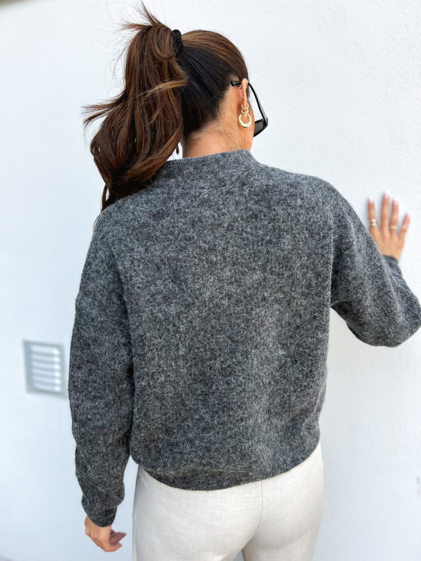 Alpha short cardigan - Charcoal melange - Image 7