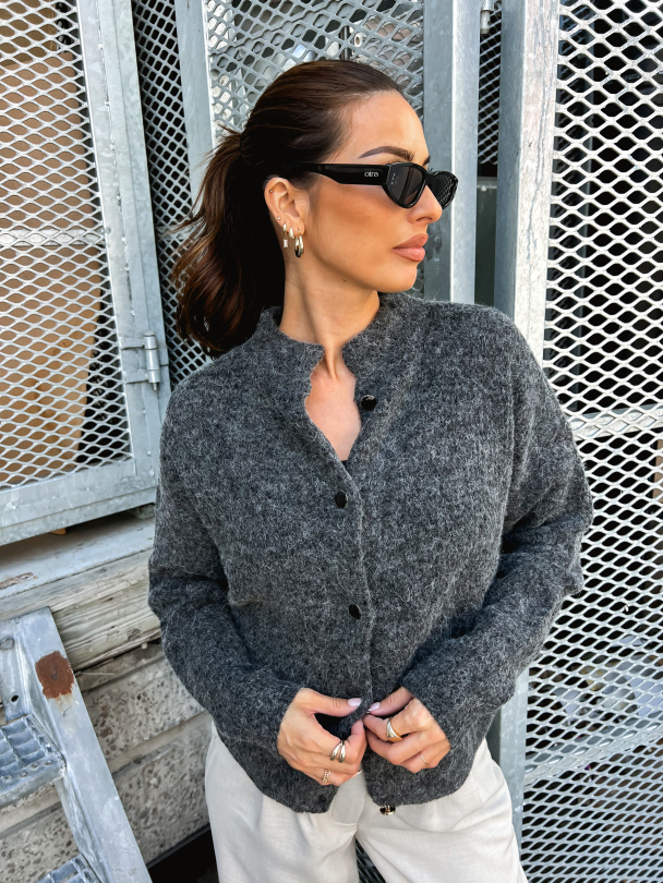 Alpha short cardigan - Charcoal melange - Image 1