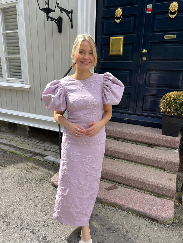 Jaquard Midi Dress - Lavender Frost  - Image 2