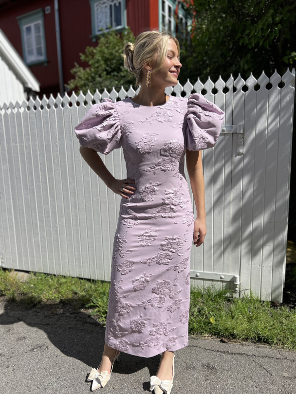 Jaquard Midi Dress - Lavender Frost  - Image 3