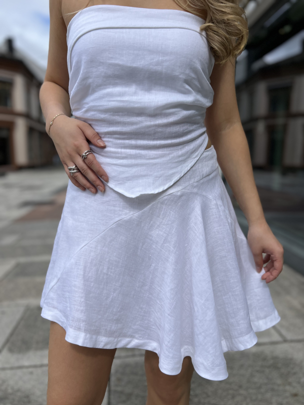 Antibes Asymmetrical Mini Skirt - White  - Image 1