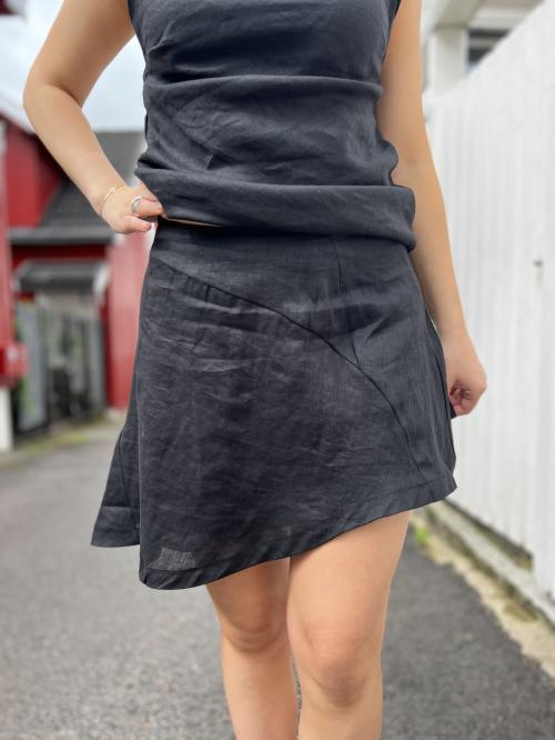 Antibes Asymmetrical Mini Skirt - Black 