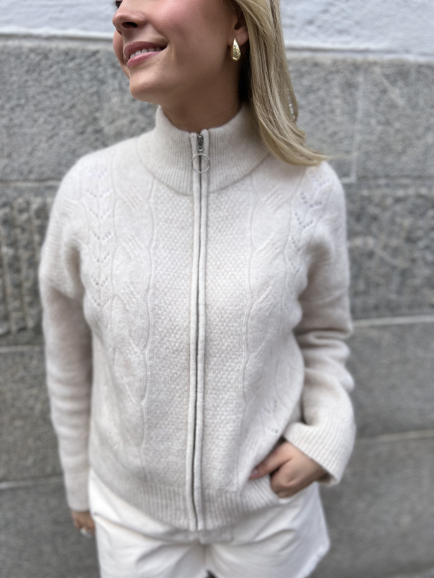 Vera Knit Zip Cardigan - Birch - Image 1