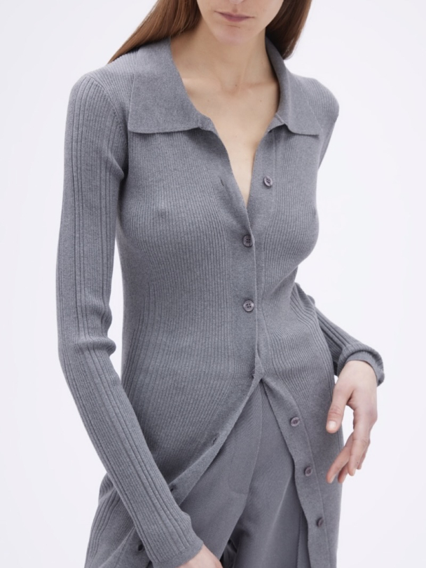 Rib Knit Cardigan - Image 1