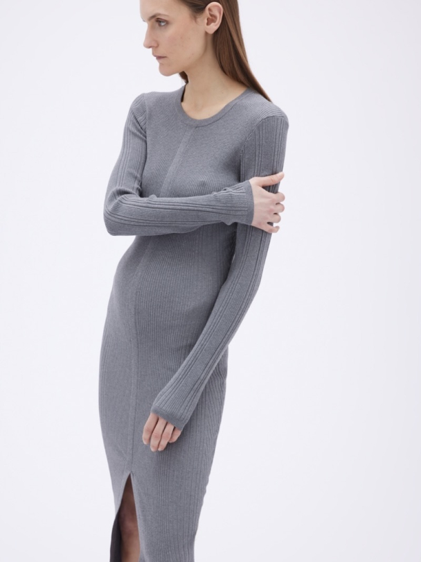 Rib Knit Midi Dress  - Image 1