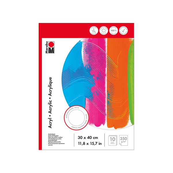 Marabu Acryl Maleblokk 350g/m - 30x40cm