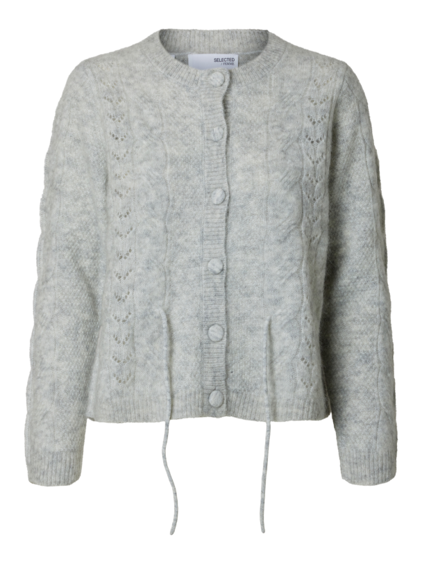 Vera Knit Belt Cardigan - Light Grey Melange  - Image 2