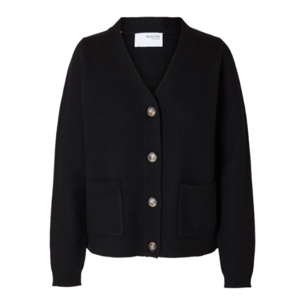 Ana Knit Wool Cardigan Blk