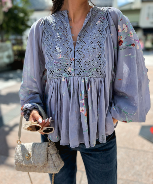 Cotton Slub Blouse - Cloudy Bloom - Image 1