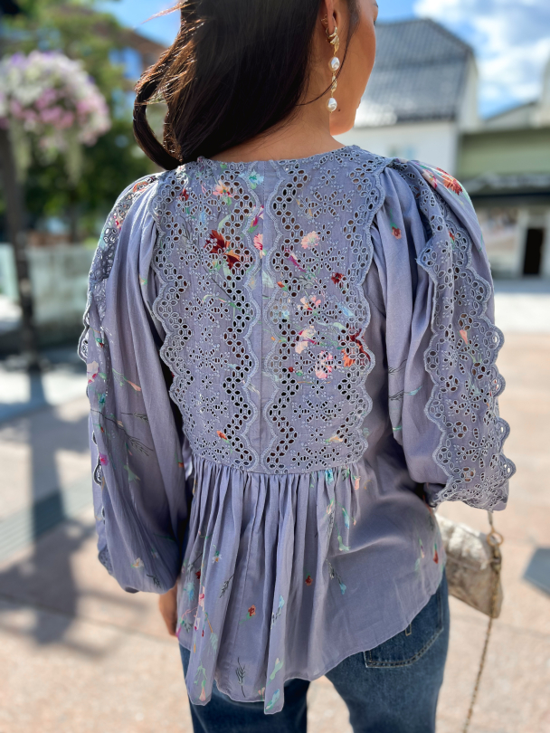 Cotton Slub Blouse - Cloudy Bloom - Image 3