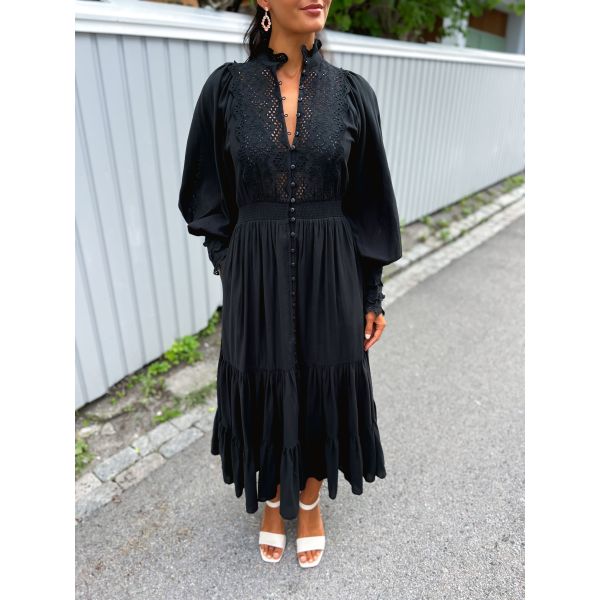 Cotton Slub Midi Dress - Black 